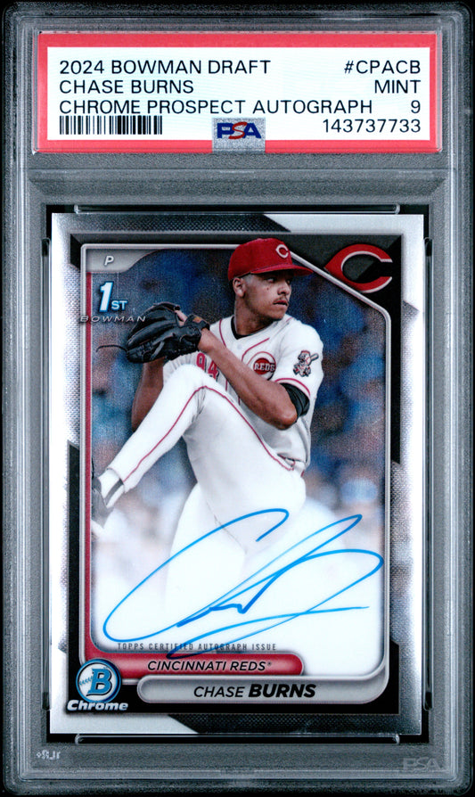 2024 Bowman Draft Chrome Prospect Autographs Chase Burns 9 PSA #CPACB - Golden Apple Comics