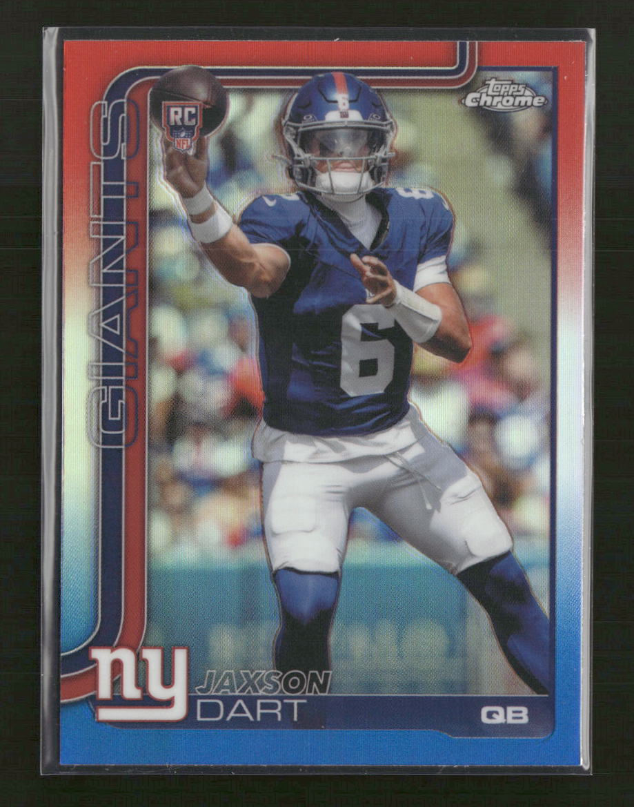 2025 Topps Chrome Red White and Blue Refractor Jaxson Dart Rookie #306 - Golden Apple Comics