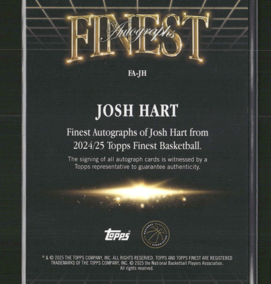2024-25 Finest Finest Auto Gold Geometric Refractor Josh Hart #/50 #FA-JH - Golden Apple Comics