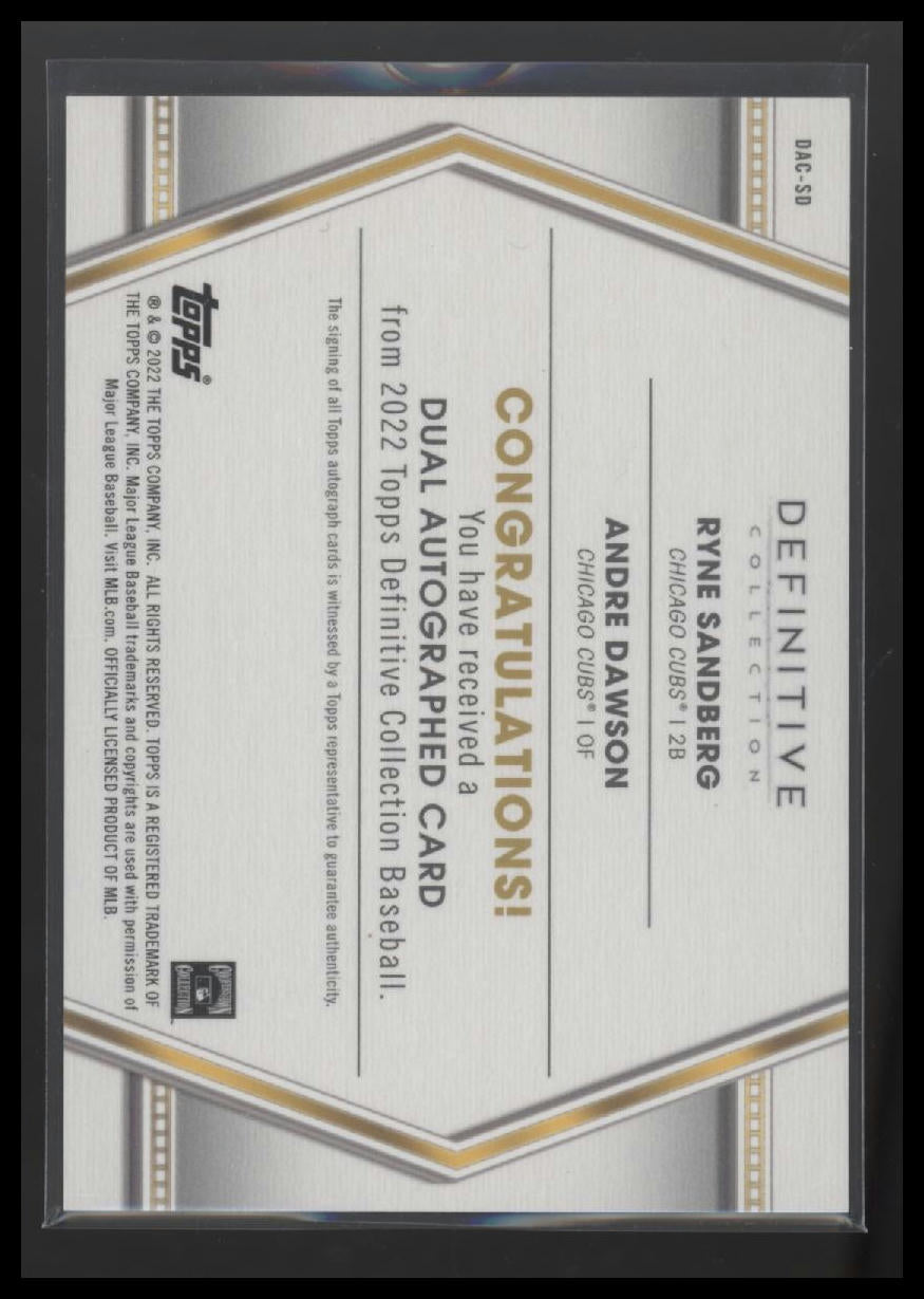 2021 Topps Definitive Collection Dual Auto R Sandberg / A Dawson #/35 #DAC-SD - Golden Apple Comics