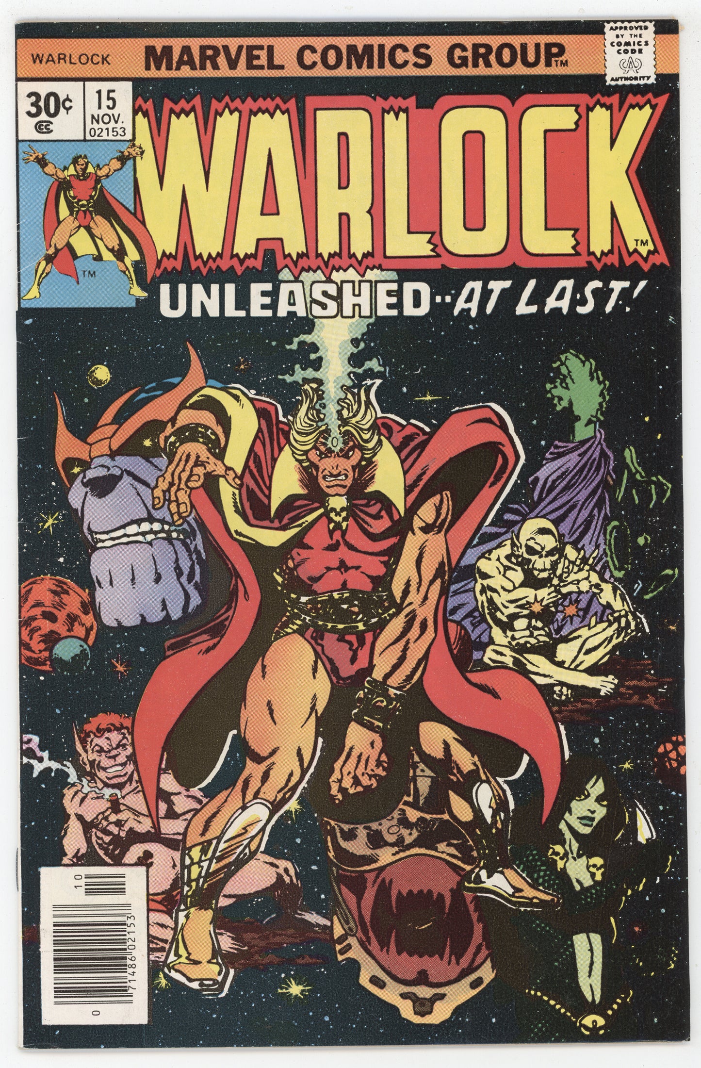 Warlock 15 Marvel 1976 VF Jim Starlin Gamora Thamos Magus Pip The Troll