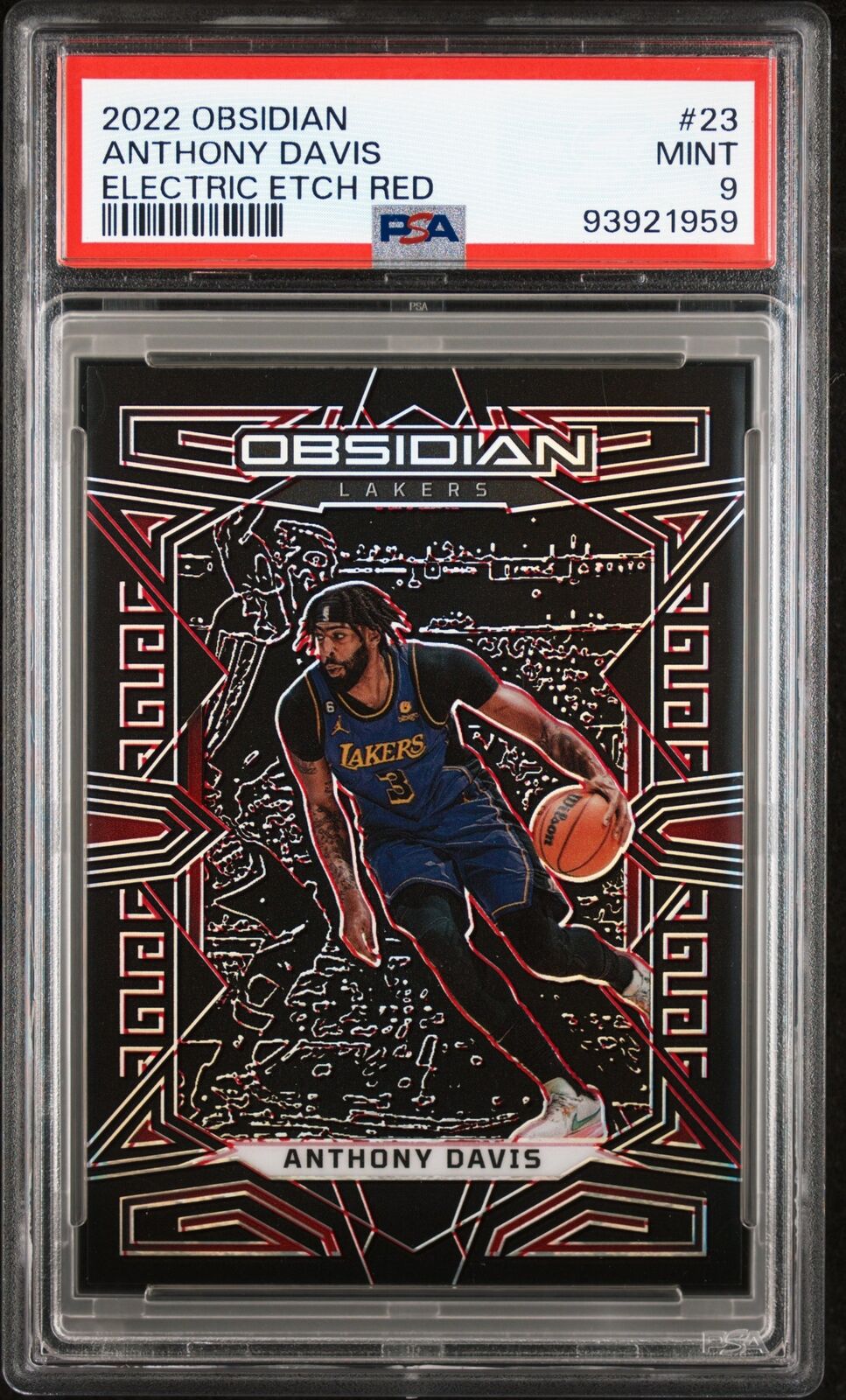 2022 Panini Obsidian #23 Anthony Davis Electric Etch Red PSA 9 #1/5