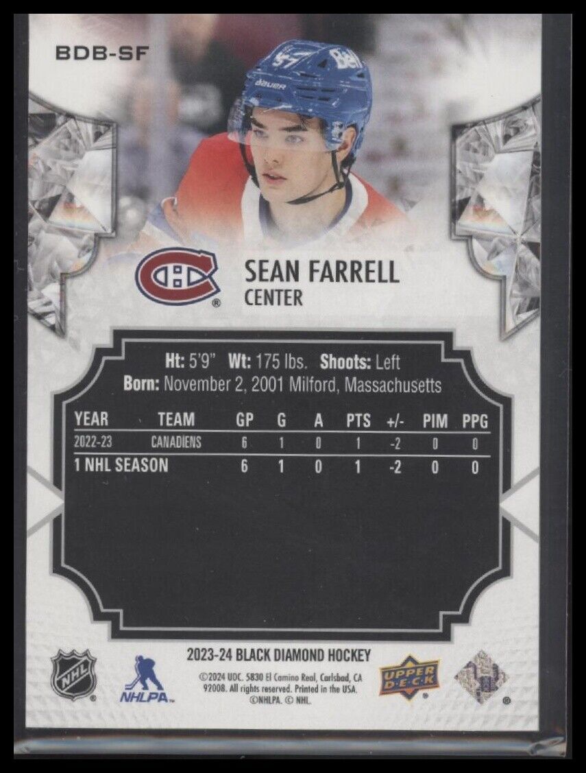 2023-24 Upper Deck Black Diamond #BDB-SF Sean Farrell #/349