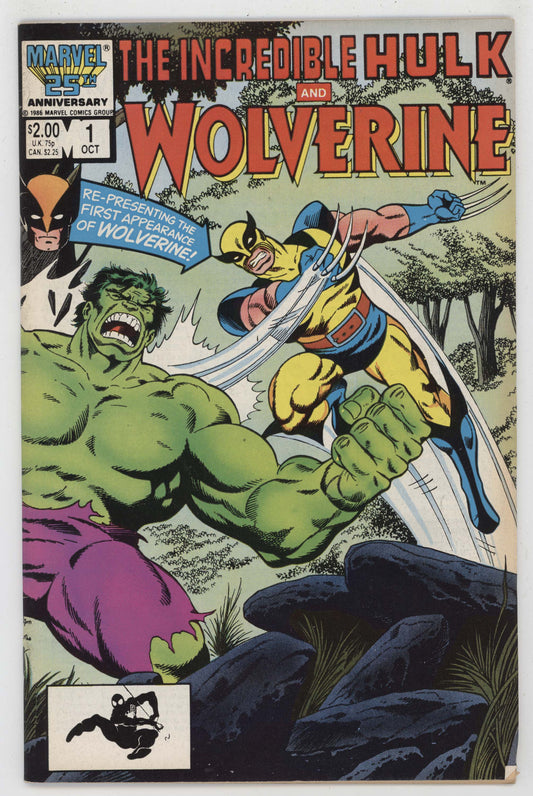 Incredible Hulk And Wolverine 1 Marvel 1986 FN VF 180 181 John Byrne