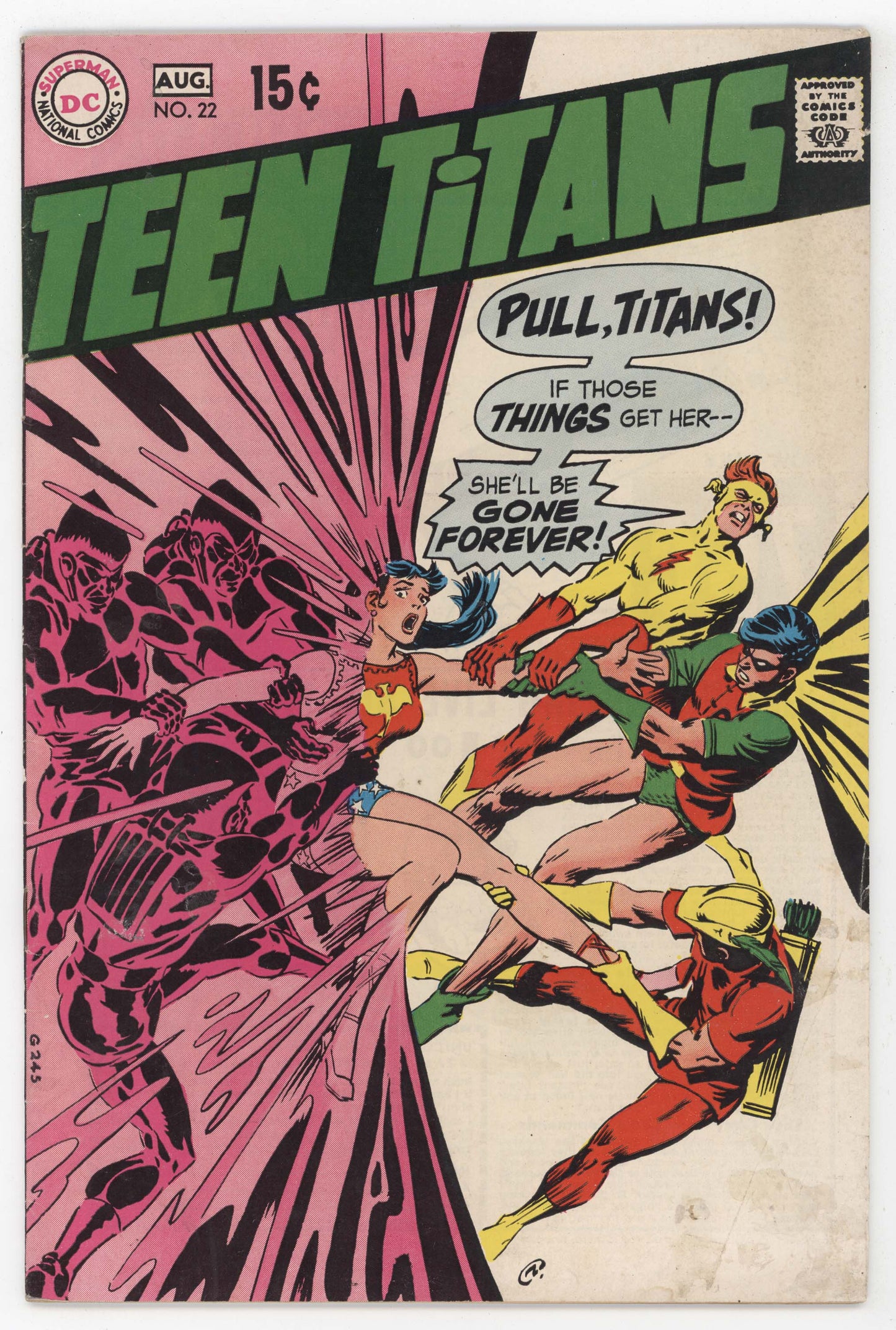 Teen Titans 22 DC 1969 FN Neal Adams Nick Cardy Kid Flash Wonder Girl GGA