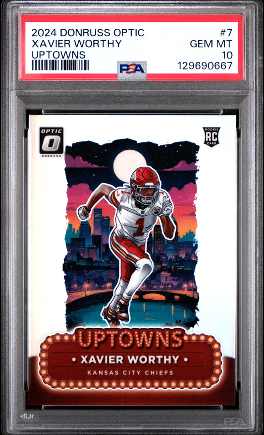 2024 Panini Donruss Optic Uptowns Xavier Worthy 10 PSA #7