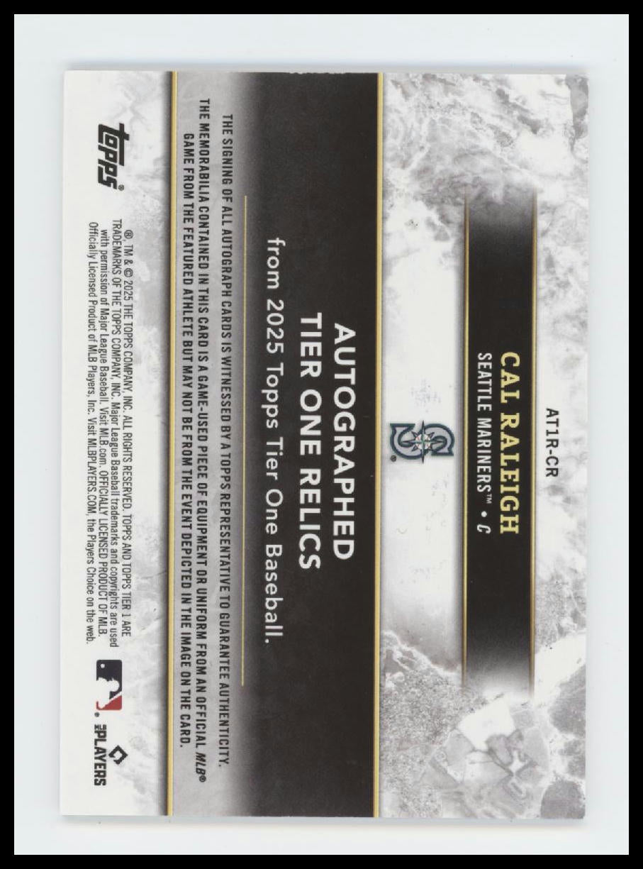 2025 Topps Tier One Autographed Relics Cal Raleigh 080/149 Auto #AT1R-CR