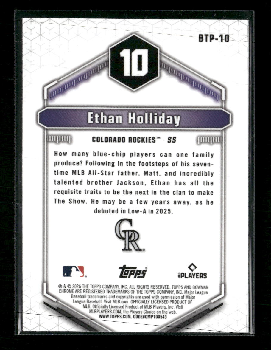 2026 Bowman Scouts' Top 100 Mini-Diamond Refractors Ethan Holliday #/150 #BTP-10