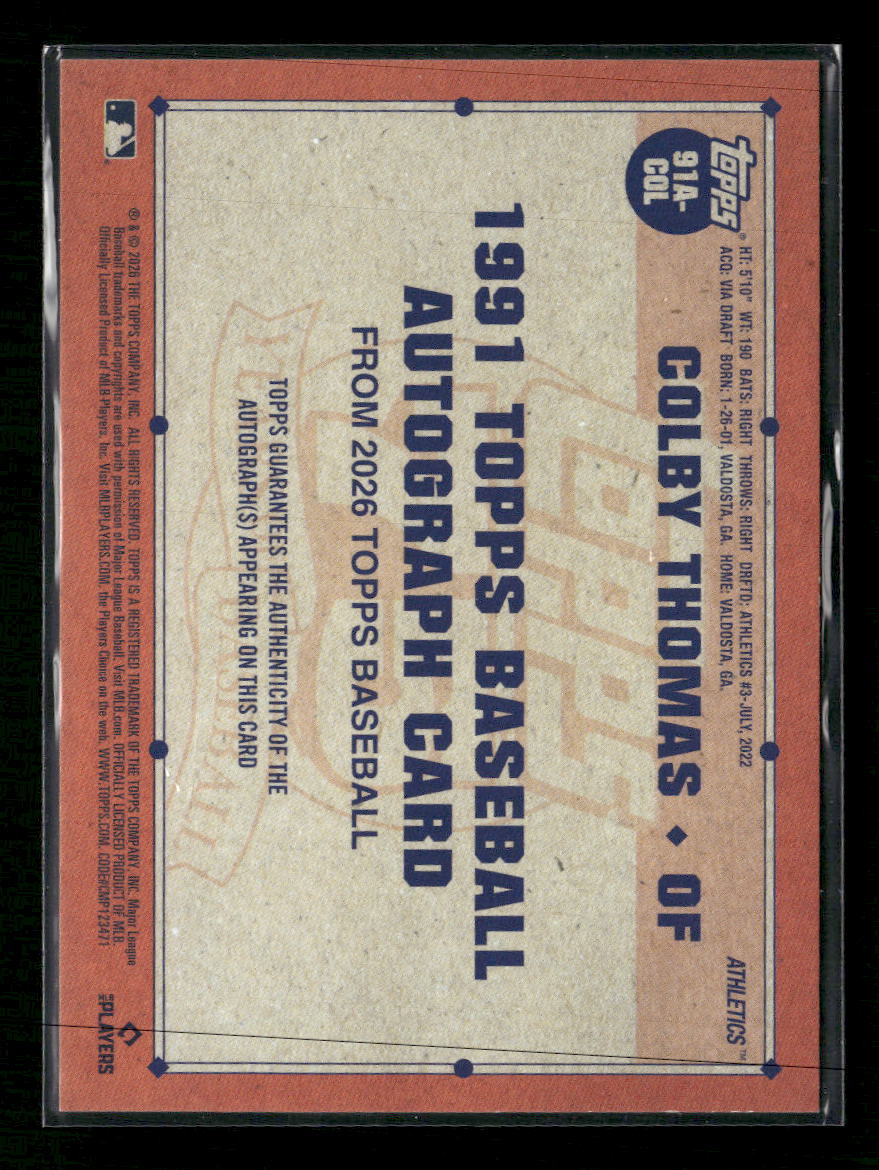 2026 Topps Baseball 35th Anniversary Colby Thomas Auto #91A-COL