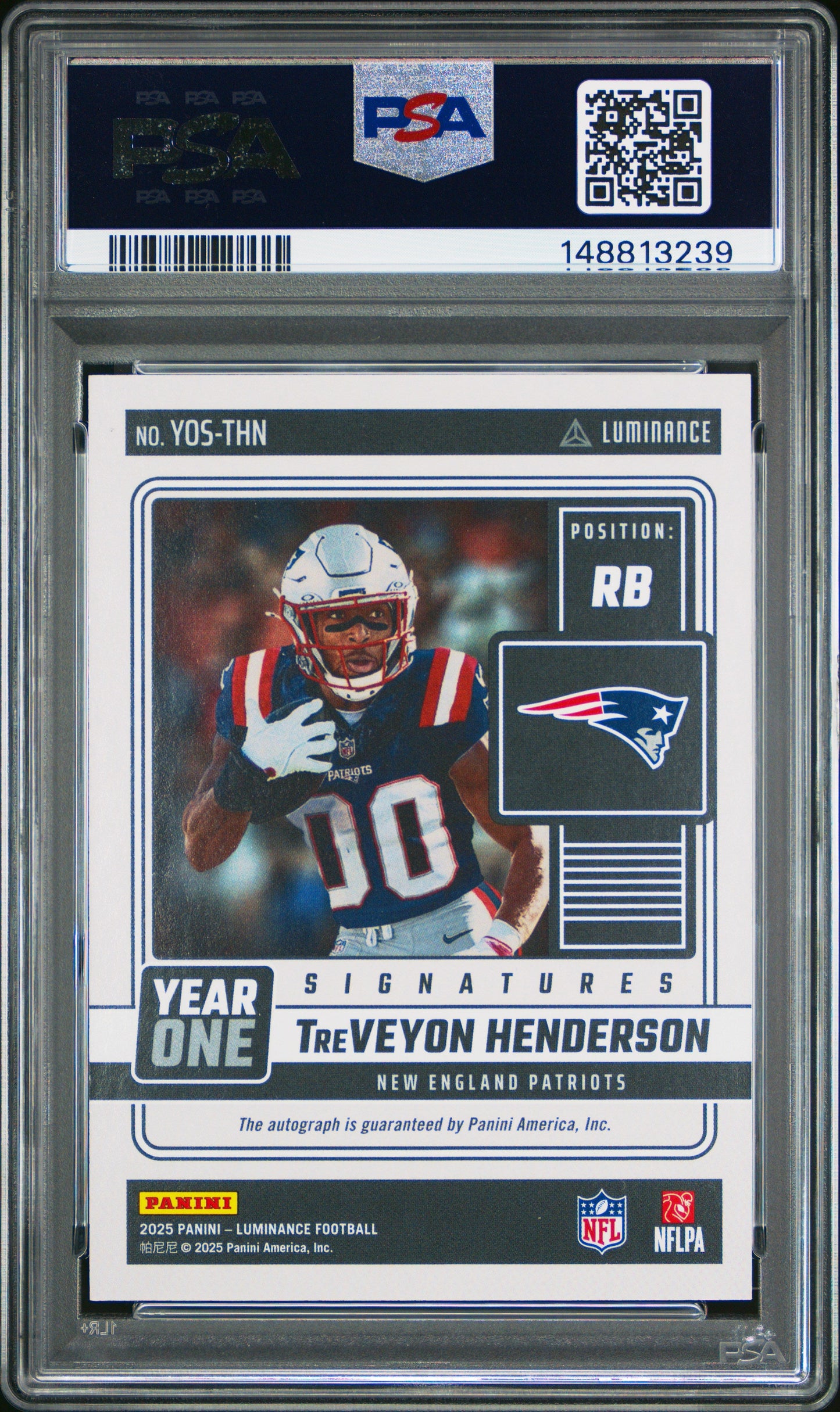 2025 Panini Luminance Year One Signatures Rps Treveyon Henderson 9 PSA #YOSTHN