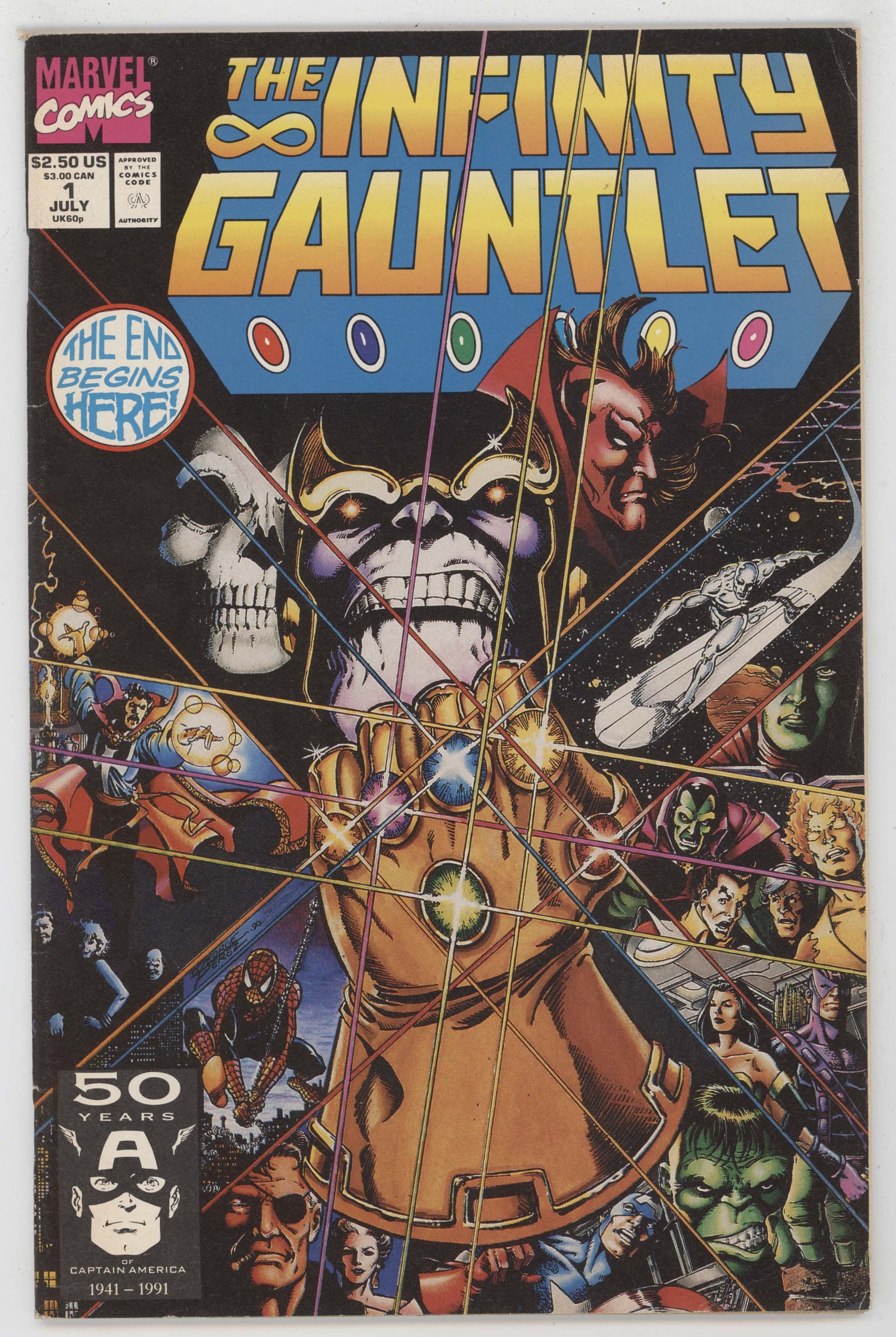 Infinity Gauntlet 1 Marvel 1991 VF Thanos Silver Surfer Avengers Hulk - Golden Apple Comics