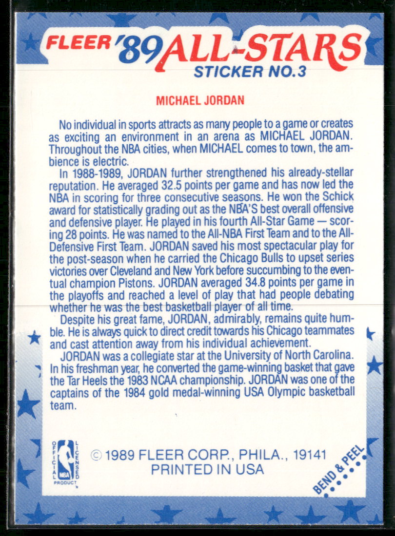 1989-90 Fleer Stickers Michael Jordan #3