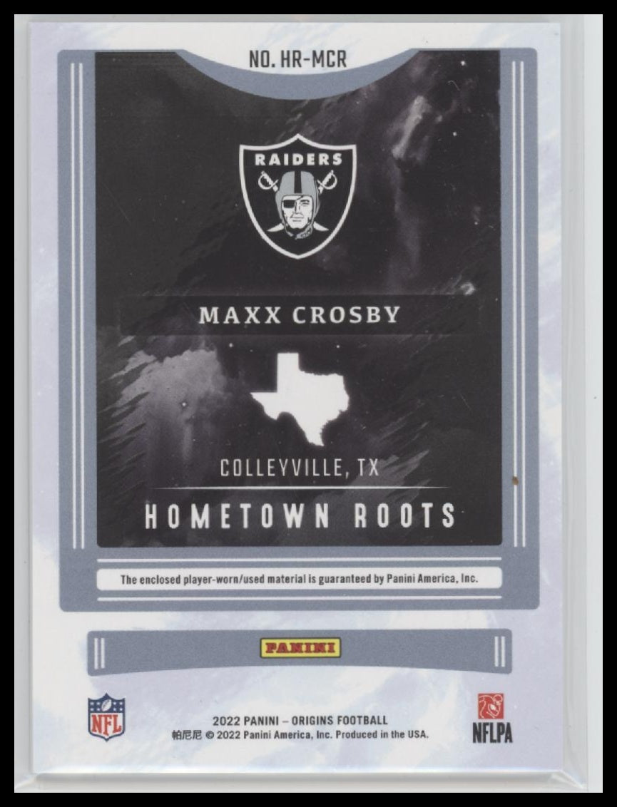 2022 Panini Origins Hometown Roots Turquoise Maxx Crosby #/49 #HR-MCR