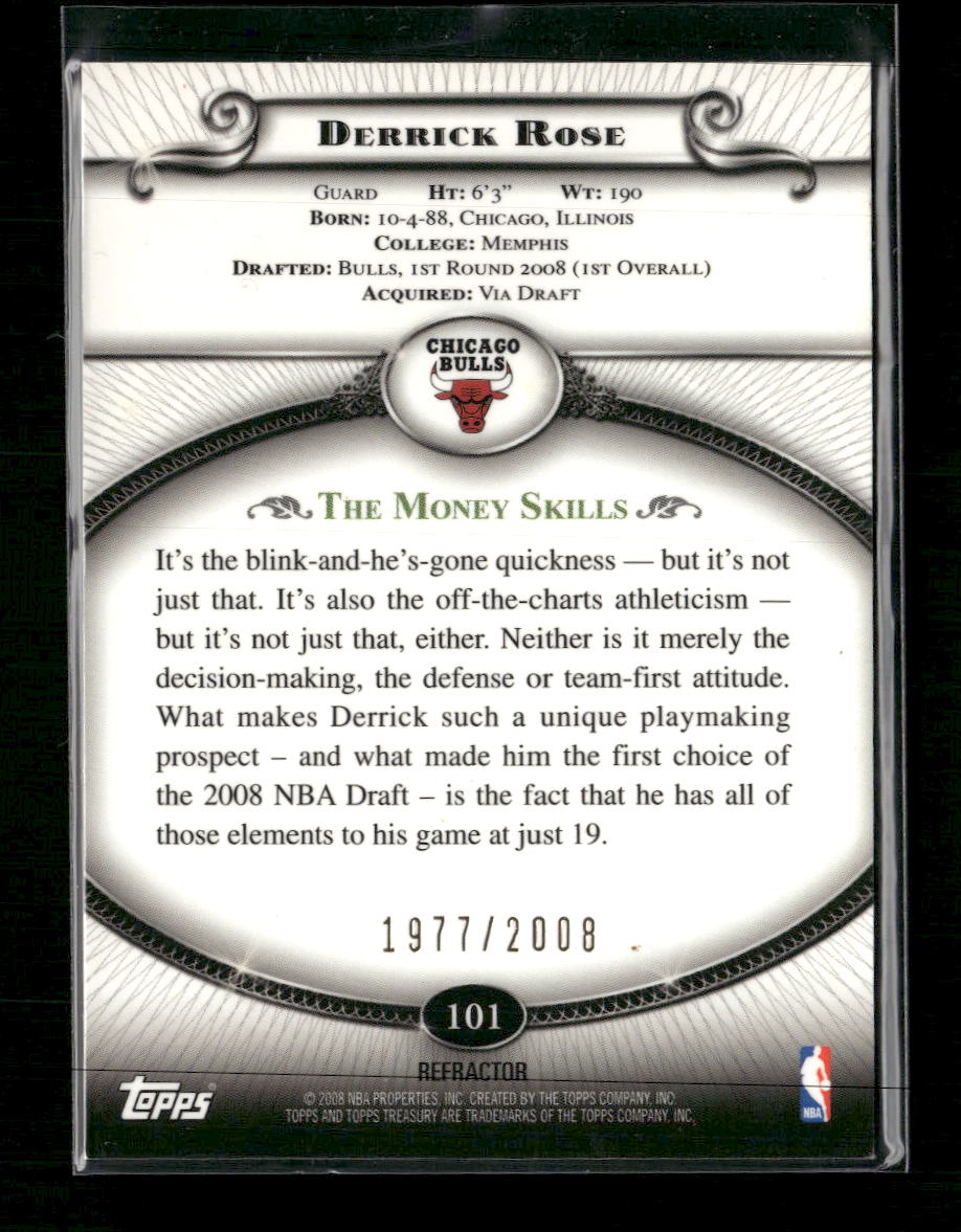 2008-09 Topps Treasury Refractors Bronze Derrick Rose Rookie #/2008 #101