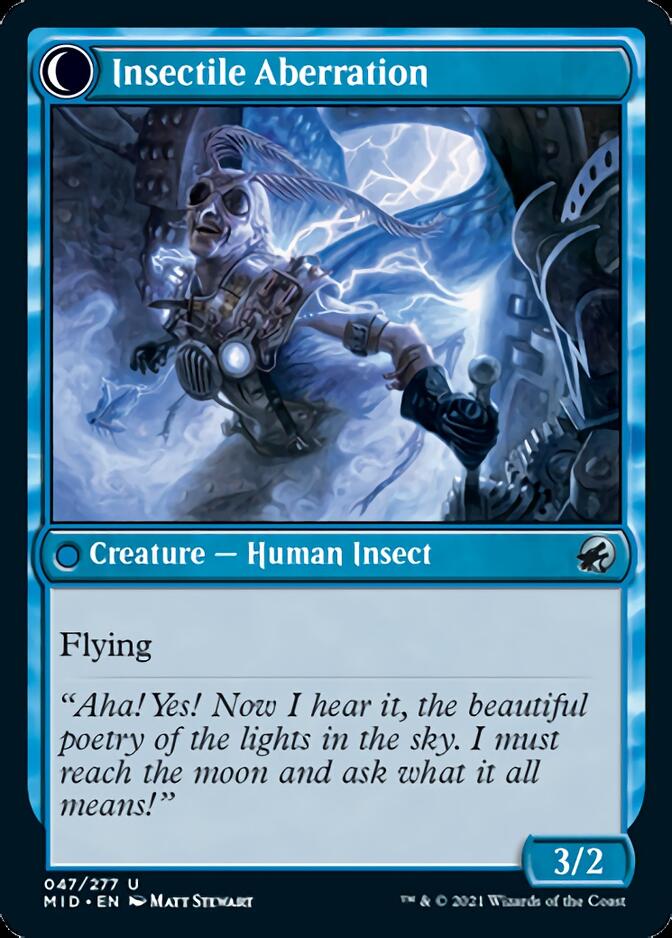 Delver of Secrets // Insectile Aberration (MID-047) - Innistrad: Midnight Hunt: (Double Faced Transform) Foil