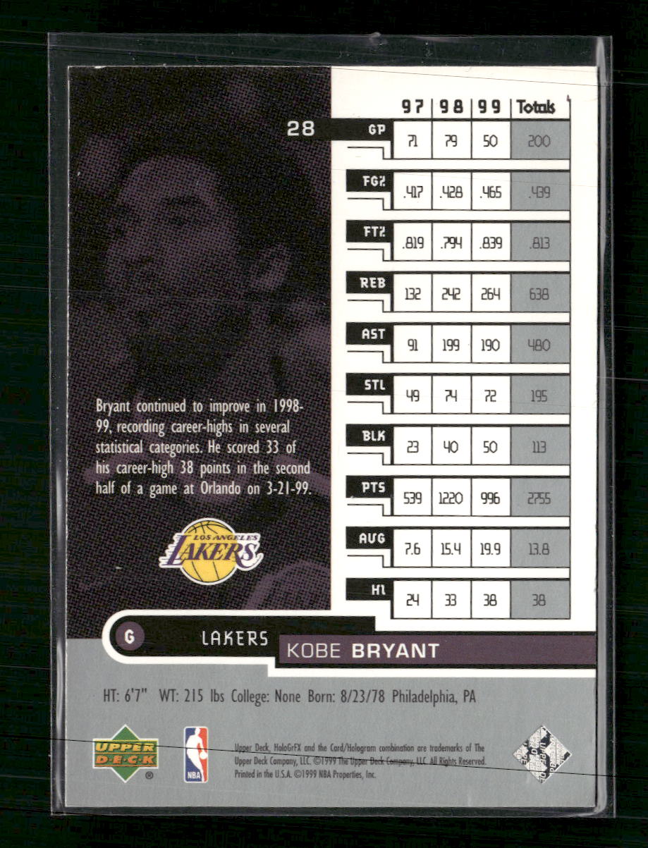 1999-00 Upper Deck HoloGrFX Kobe Bryant #28