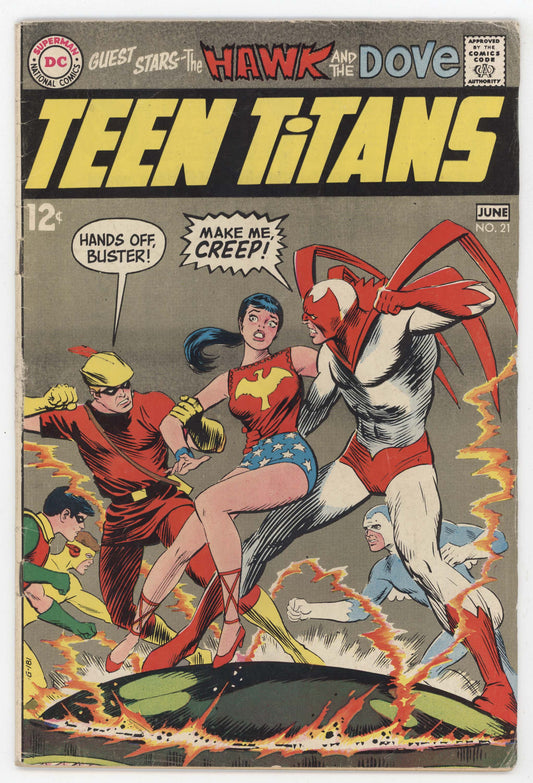 Teen Titans 21 DC 1969 GD VG Neal Adams Hawk Dove Wonder Girl Speedy