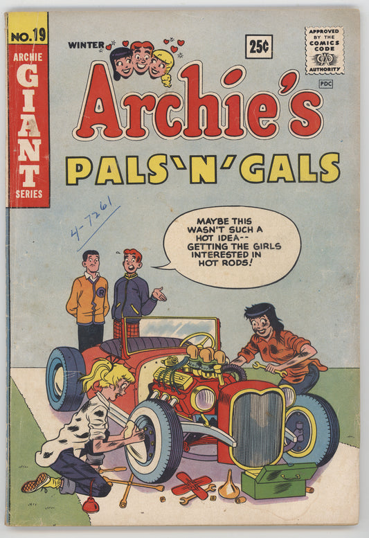 Archie's Pals and Gals 19 Archie 1961 GD VG Betty Veronica Wet T-Shirt Panel GGA Hot Rod