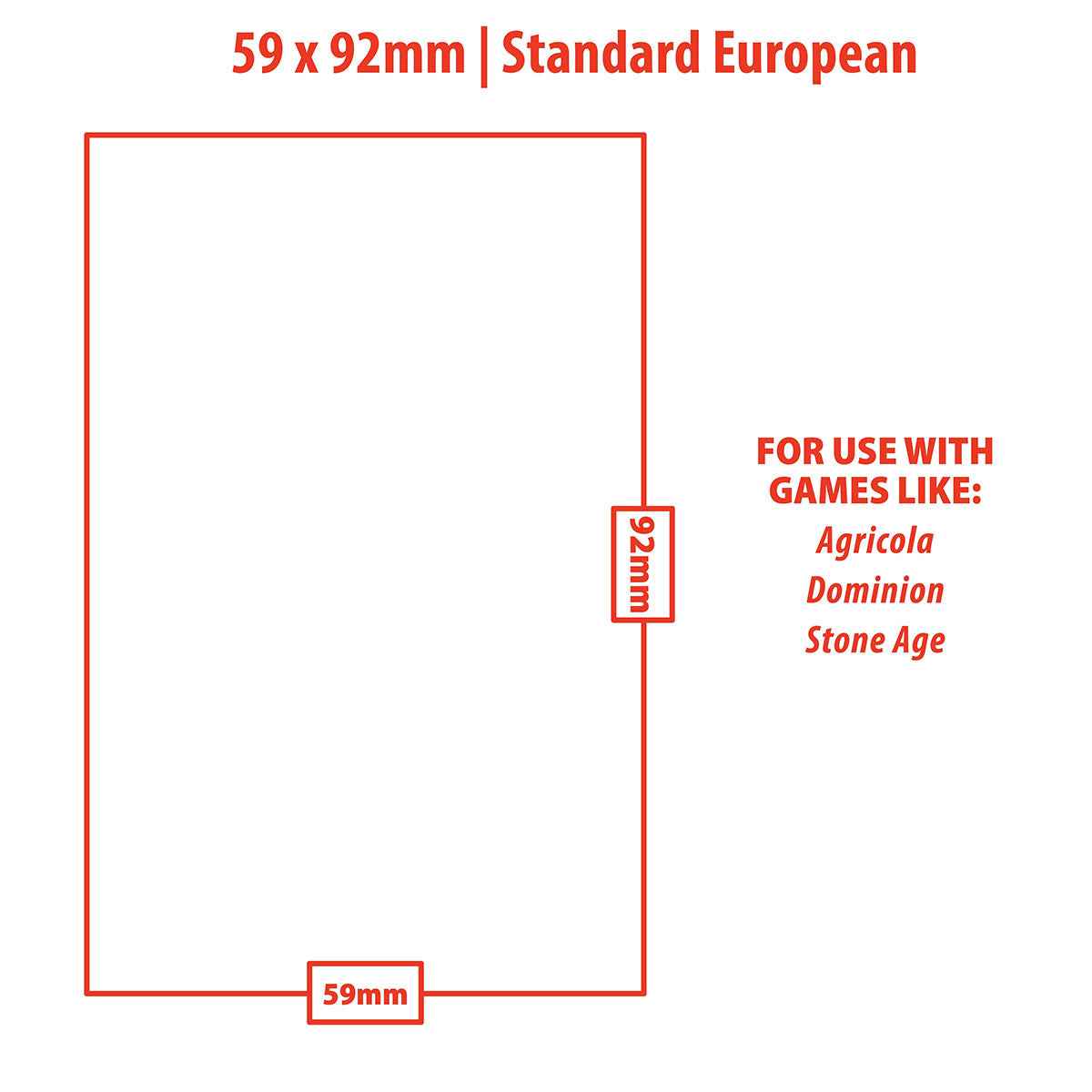 Standard European Lite Board Game Sleeves (100ct) for 59mm x 92mm Cards