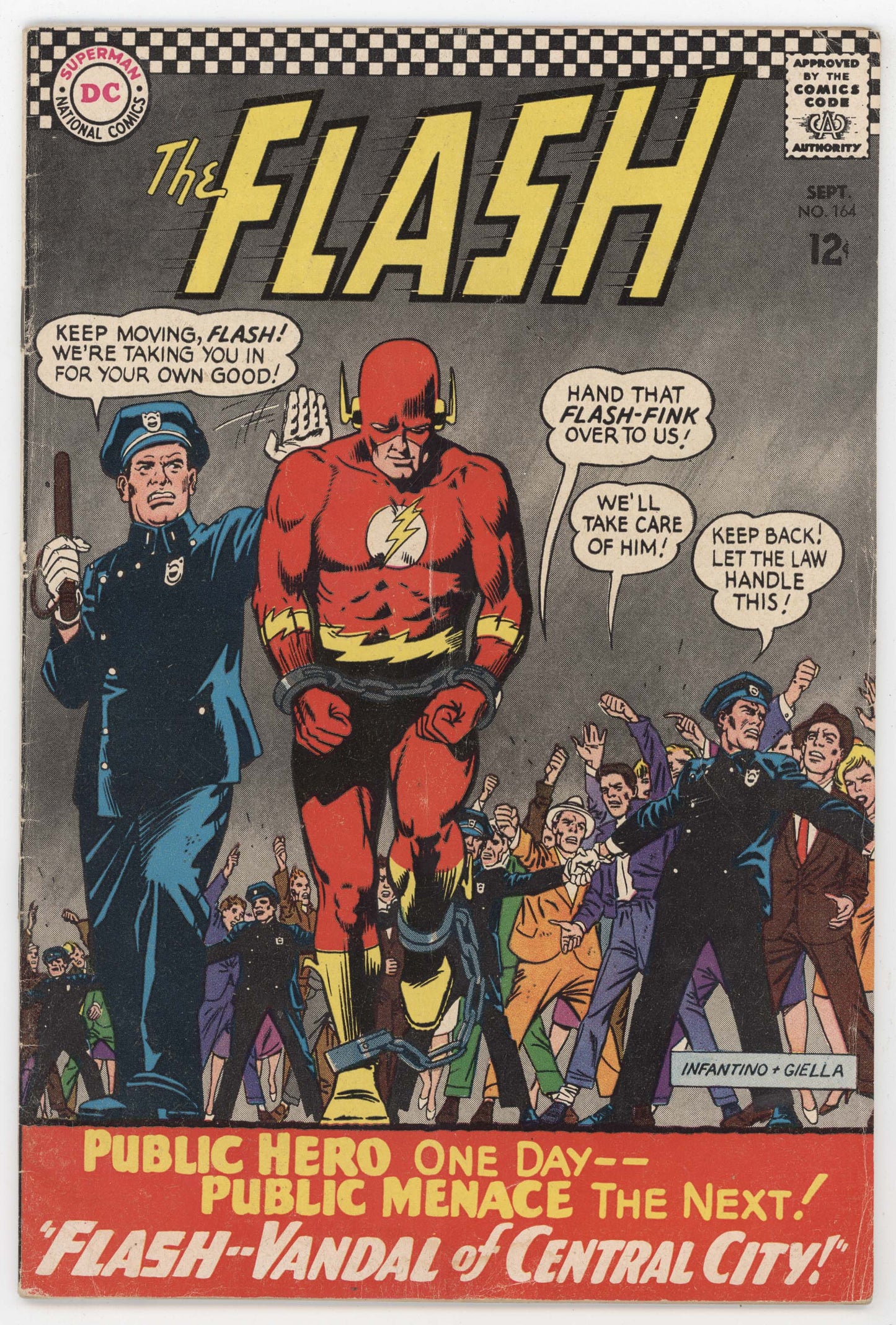 Flash 164 DC 1966 VG Carmine Infantino Pied Piper Kid Flash Handcuffs