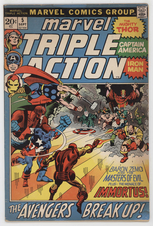 Marvel Triple Action 5 1972 VG Avengers 10 Captain America Iron Man Thor