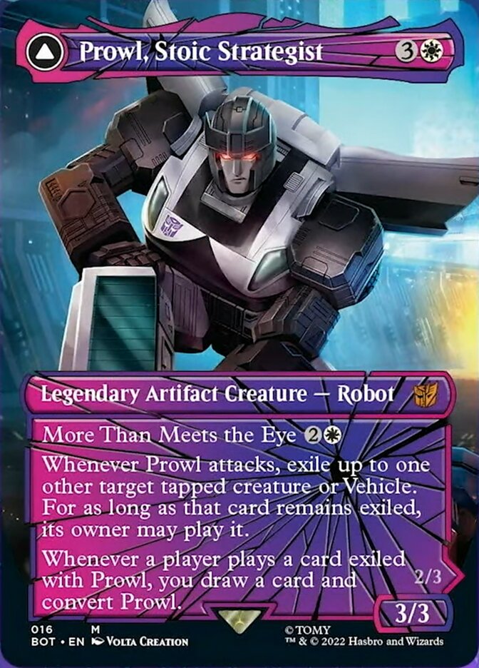 Prowl, Stoic Strategist // Prowl, Pursuit Vehicle (BOT-016) - Transformers: (convertdfc, shatteredglass) (Borderless) Foil