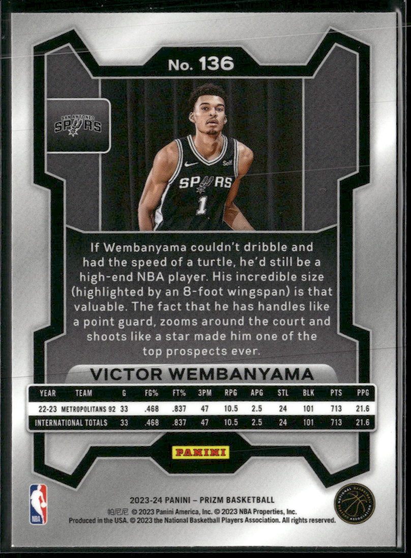 2023-24 Panini Prizm Victor Wembanyama Rookie #136