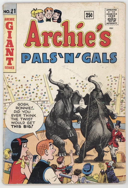 Archie's Pals and Gals 21 Archie 1962 GD VG Betty Veronica Circus Creampie Fight Swimsuit Pin-Up GGA