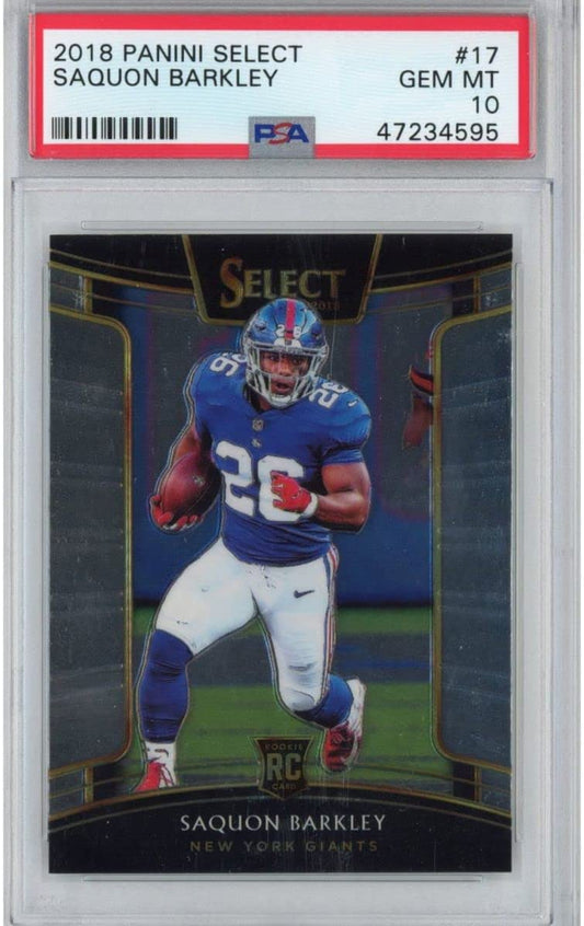 Graded 2018 Panini Select Saquon Barkley #17 Rookie RC Football Card PSA 10 Gem Mint