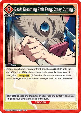 Beast Breathing Fifth Fang: Crazy Cutting (UE05BT/KMY-1-098) - UE05BT Demon Slayer Kimetsu no Yaiba