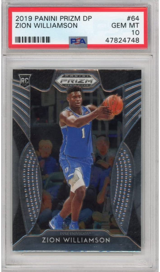 Graded 2019-20 Panini Prizm Draft Picks DP Zion Williamson #64 Rookie RC Basketball Card PSA 10 Gem Mint