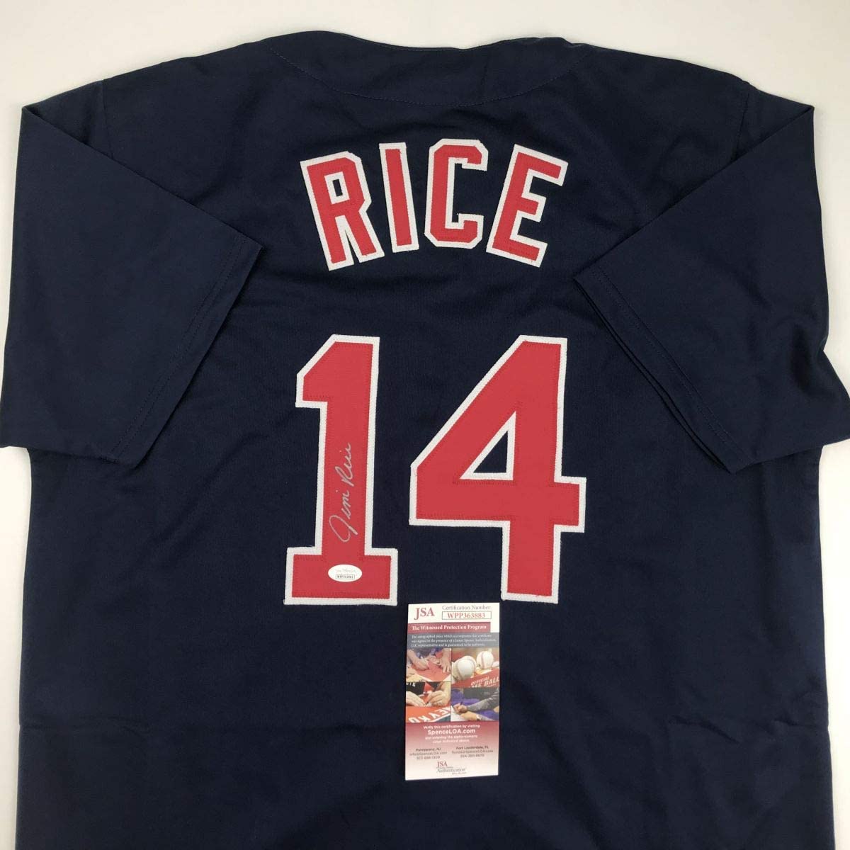 Autographed/Signed Jim Rice Boston Blue Baseball Jersey JSA COA - Golden Apple Comics