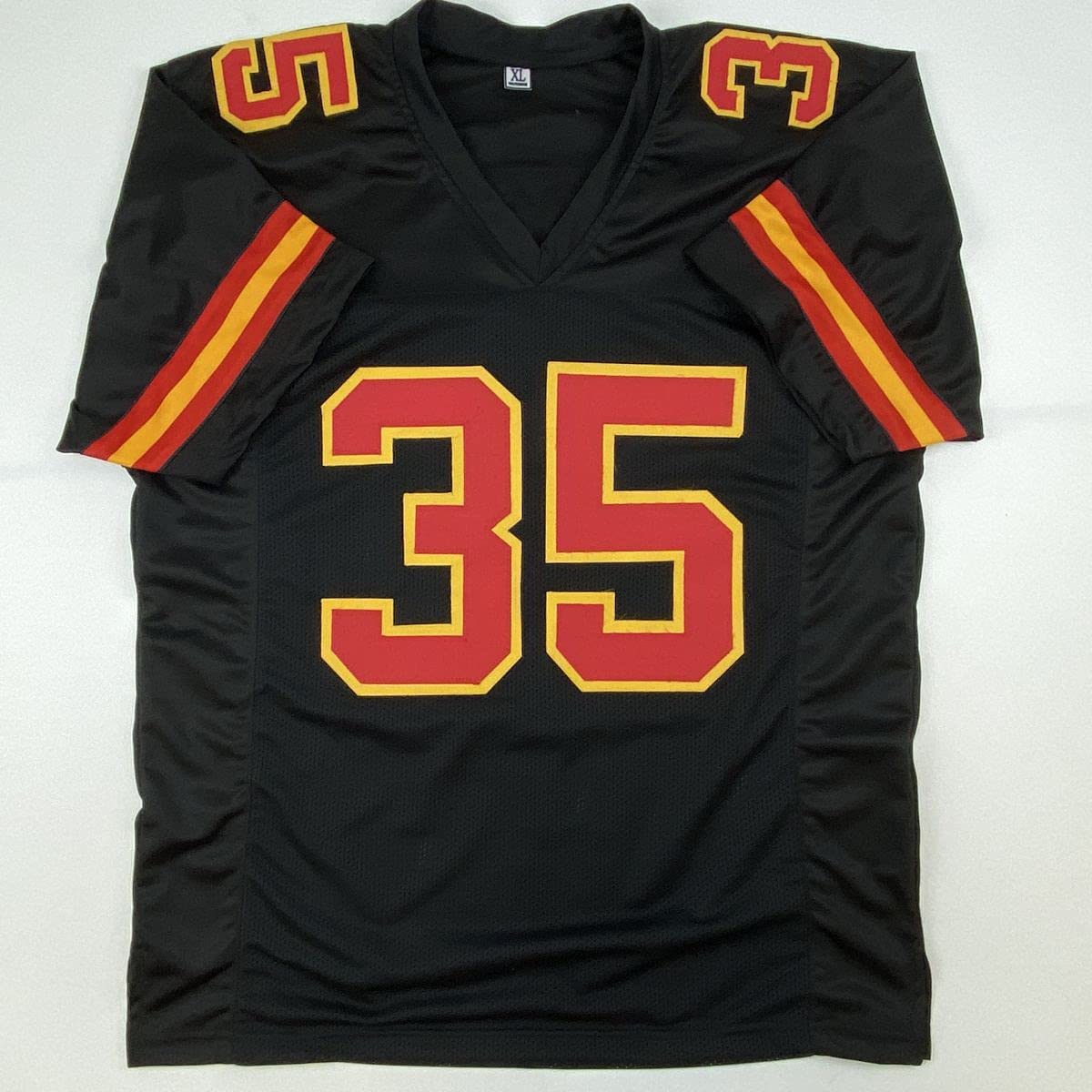 Autographed/Signed Christian Okoye Kansas City Black Football Jersey JSA COA