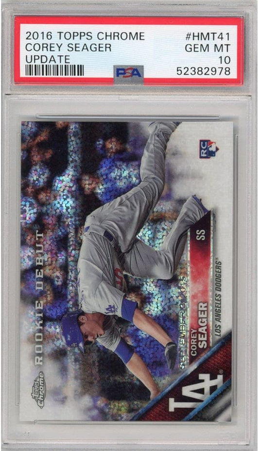 Graded 2016 Topps Chrome Corey Seager #HMT41 Update Rookie RC Baseball Card PSA 10 Gem Mint