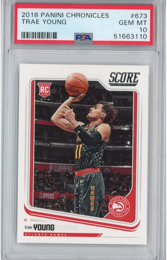 Graded 2018-19 Panini Chronicles Trae Young #673 Rookie RC Basketball Card PSA 10 Gem Mint