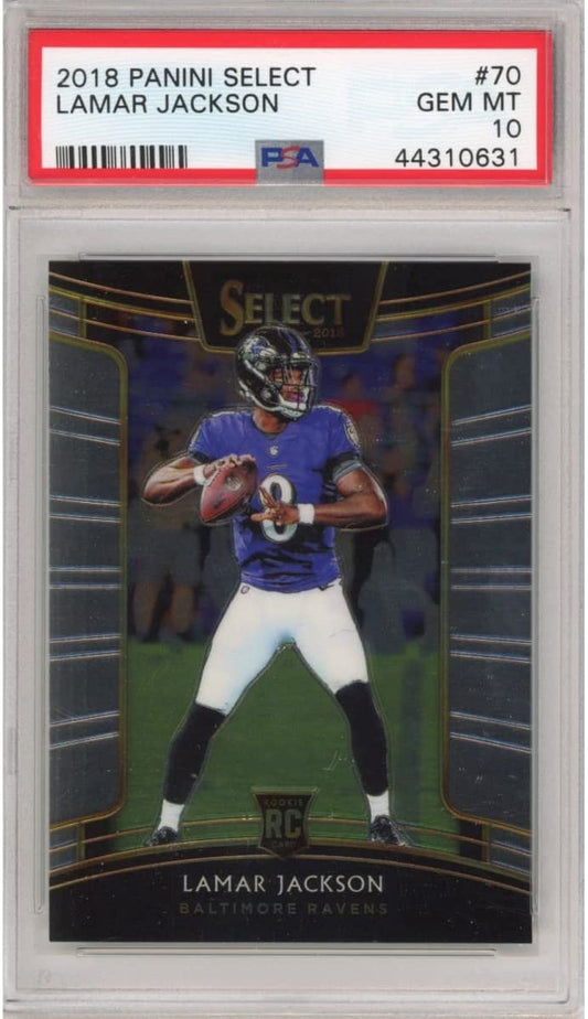 Graded 2018 Panini Select Lamar Jackson #70 Rookie RC Football Card PSA 10 Gem Mint