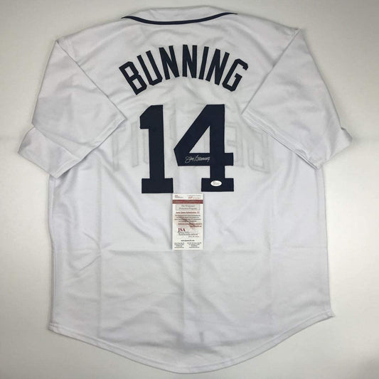 Autographed/Signed Jim Bunning Detroit White Baseball Jersey JSA COA
