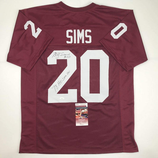 Autographed/Signed Billy Sims 78 Heisman Oklahoma Maroon College Football Jersey JSA COA