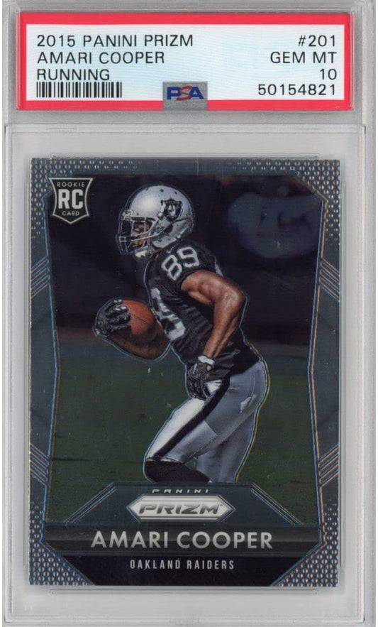 Graded 2015 Panini Prizm Amari Cooper #201 Running Rookie RC Football Card PSA 10 Gem Mint