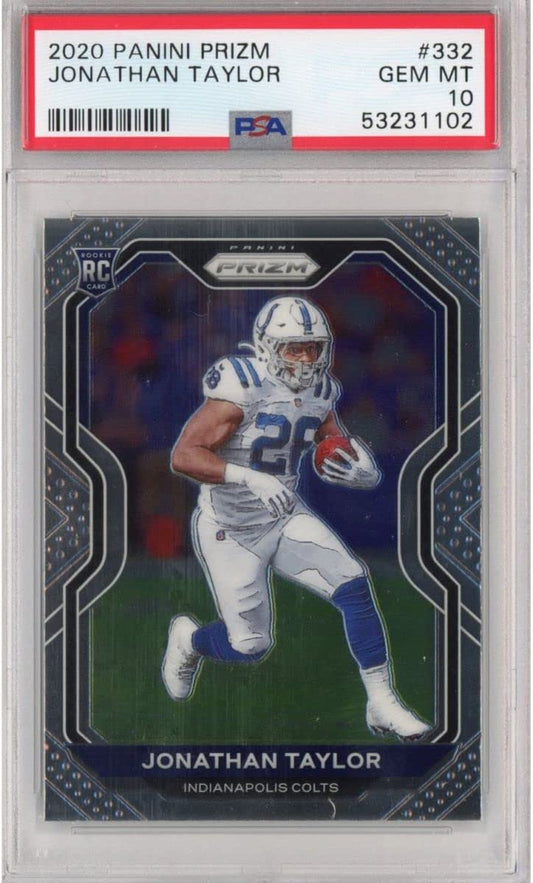Graded 2020 Panini Prizm Jonathan Taylor #332 Rookie RC Football Card PSA 10 Gem Mint