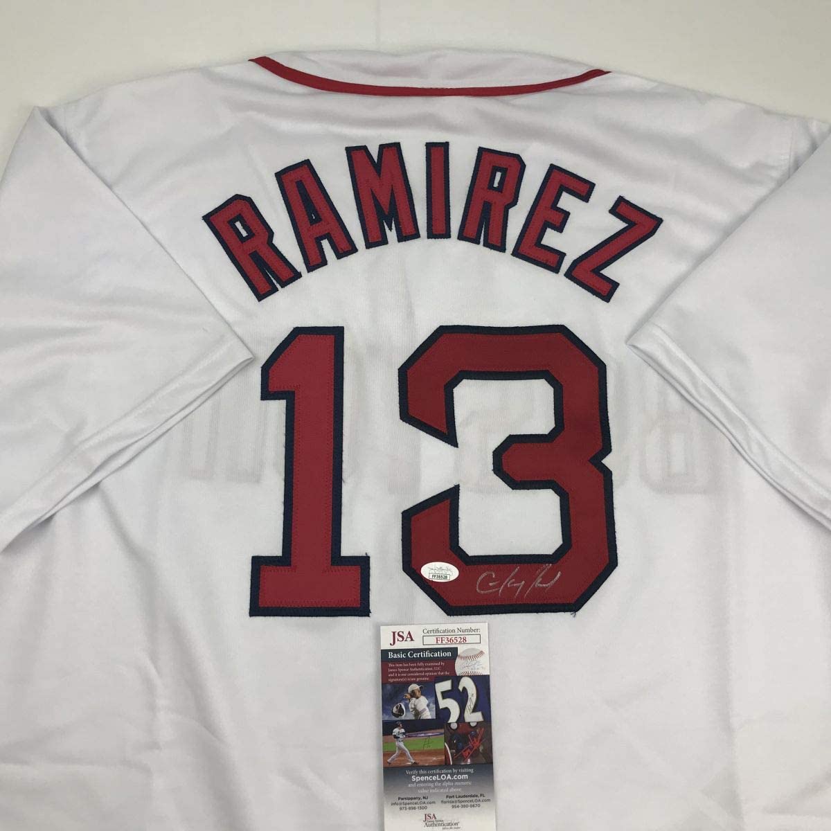 Autographed/Signed Hanley Ramirez Boston White Baseball Jersey JSA COA