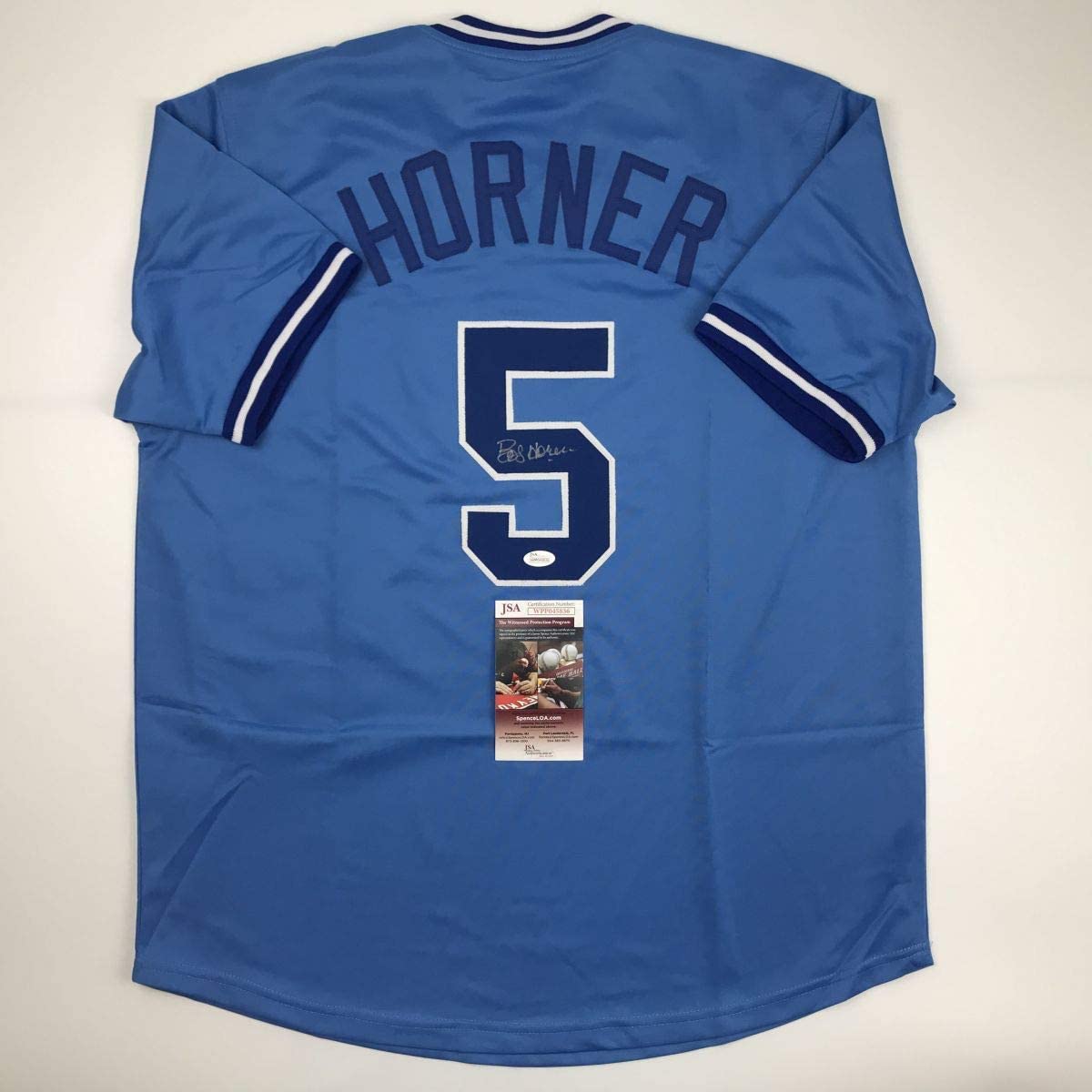 Autographed/Signed Bob Horner Atlanta Light Blue Baseball Jersey JSA COA