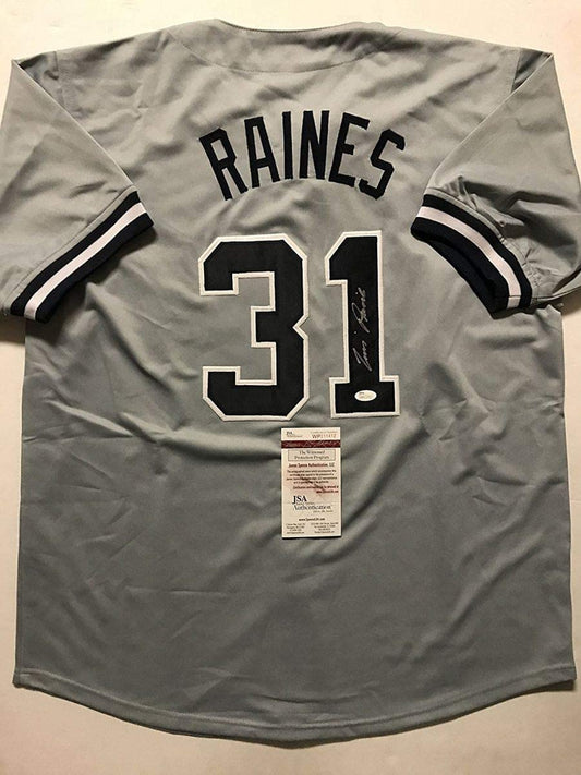 Autographed/Signed Tim Raines New York Grey Baseball Jersey JSA COA