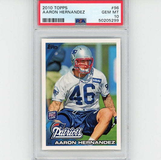 Graded 2010 Topps Aaron Hernandez #96 Rookie RC Football Card PSA 10 Gem Mint