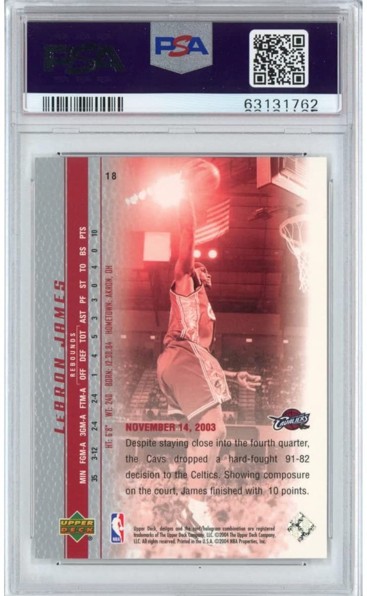 Graded 2003-04 Upper Deck UD LeBron James #18 Phenomenal Beginning Rookie RC Basketball Card PSA 10 Gem Mint