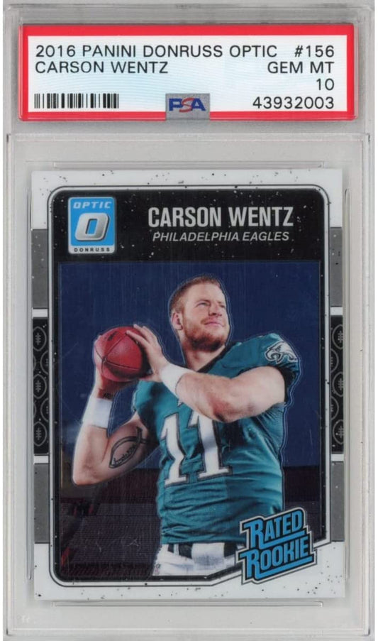 Graded 2016 Panini Donruss Carson Wentz #156 Rookie RC Football Card PSA 10 Gem Mint
