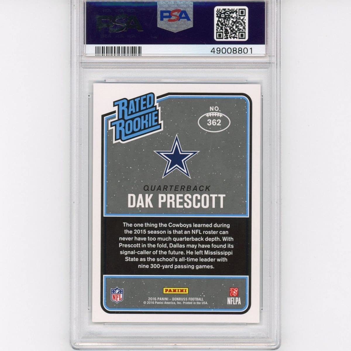 Graded 2016 Panini Donruss Dak Prescott #362 Rookie RC Football Card PSA 10 Gem Mint - Golden Apple Comics