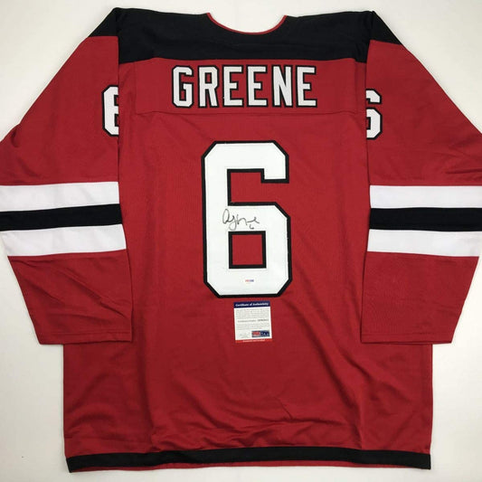Autographed/Signed Andy Greene New Jersey Red Hockey Jersey PSA/DNA COA - Golden Apple Comics