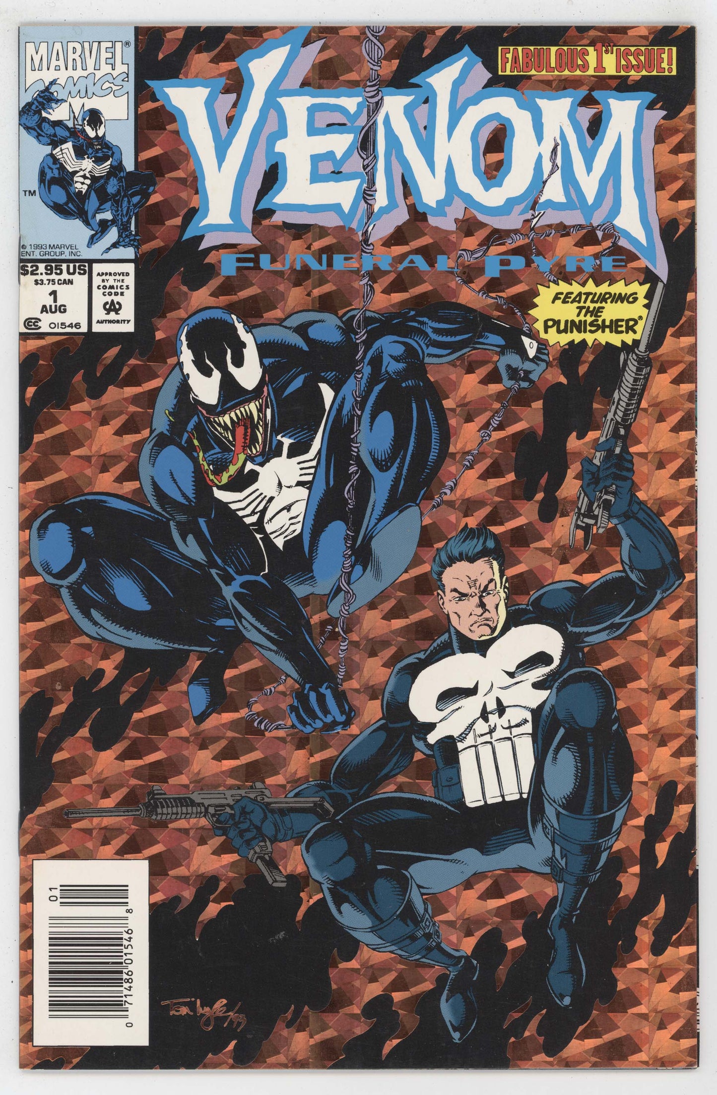 Venom Funeral Pyre 1 Marvel 1993 NM- 9.2 Punisher Pyre Foil Tom Lyle Newsstand