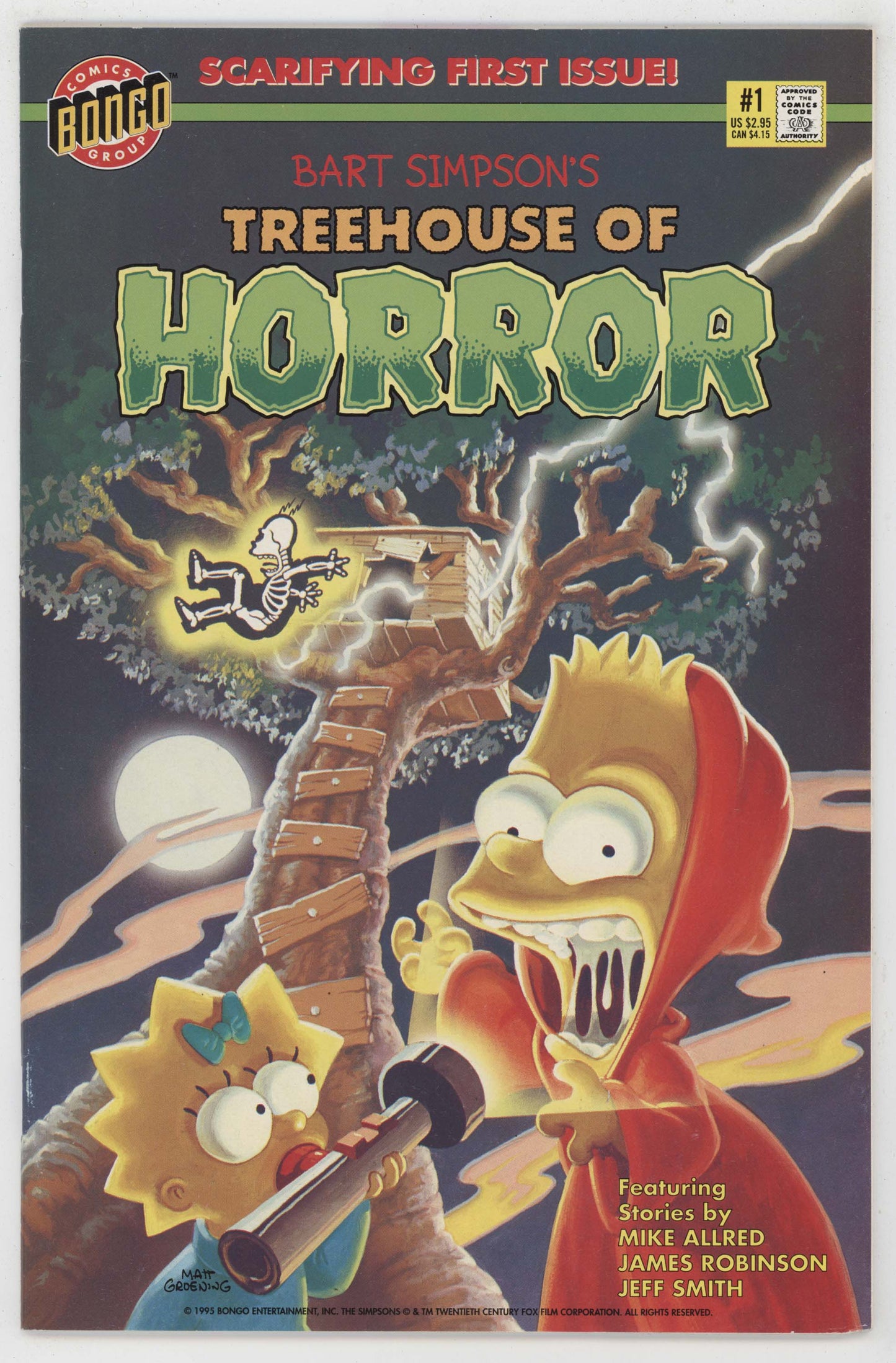 Treehouse Of Horror 1 Bongo 1995 VF NM Bart Simpsons